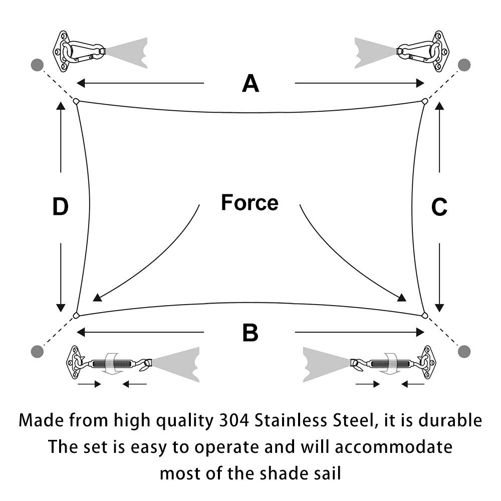 Stainless Steel Sun Sail Shade Shade Sail Canopy Fixing Fittings Accessory Safety Sun Canopy Fixing Fittings Awning Repair Kit