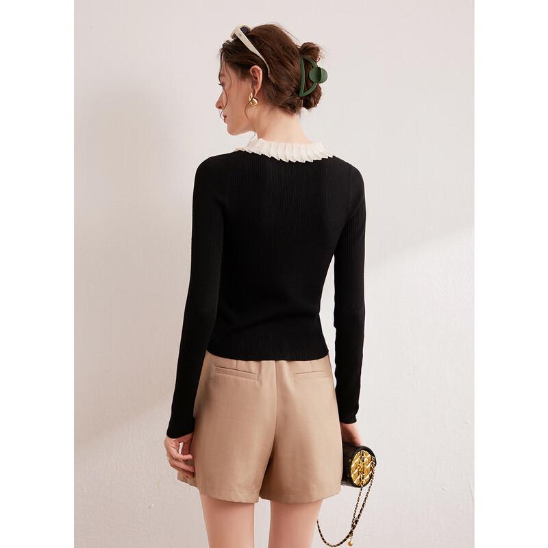 Bailuyu Women's V-Neck Color-Block Knitted Cardigan