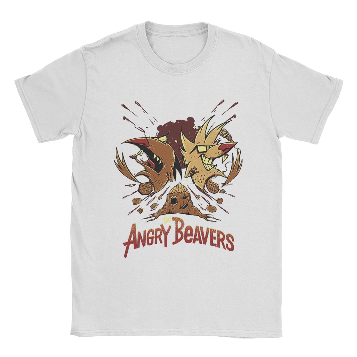 

Мужские футболки Angry Beavers Смешные хлопковые футболки с коротким рукавом Футболки с круглым воротником Летние L белый