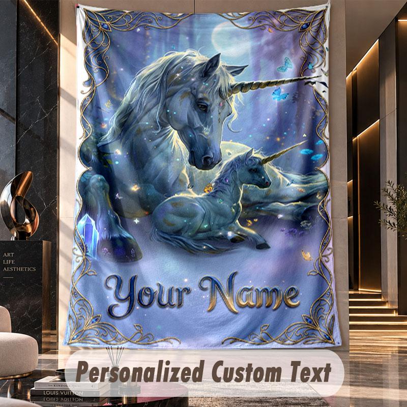 Unicorn (437) Theme Custom Tapestry Personalized Custom Name Text Wall Hanging Tapestry Home Decor Background Cloth