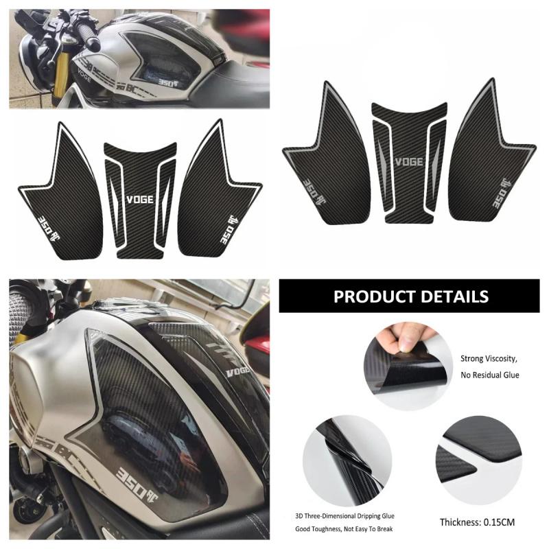 350AC Motorcycle 3D Carbon Fiber Anti Slip Fuel Tank Pad Protector Side Knee Grip Sticker Pads For Loncin Voge 350AC 350 AC