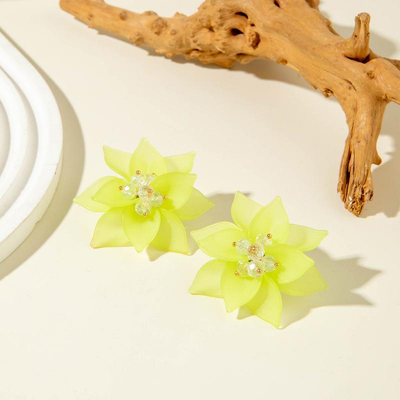 Dopamine Korean Fresh and Sweet Resin Three-dimensional Flower Earrings Earrings for Women