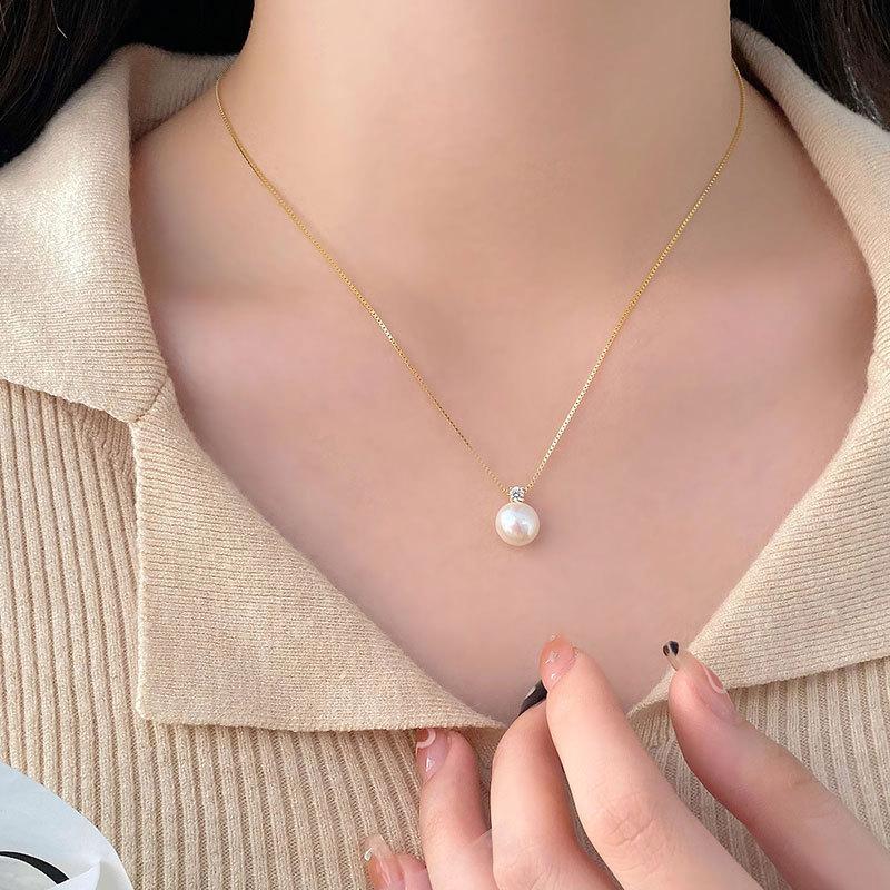 Zircon Pearl Necklace, Light Luxury, High-end, Niche Autumn and Winter Style, Sweater Chain, Collarbone Chain, Neck Decoration