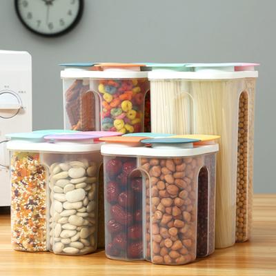Save Space Grid Design Useful Food Grade Clear Rice Grain Container Moisture-Proof Sealed Can Grain Storage Box