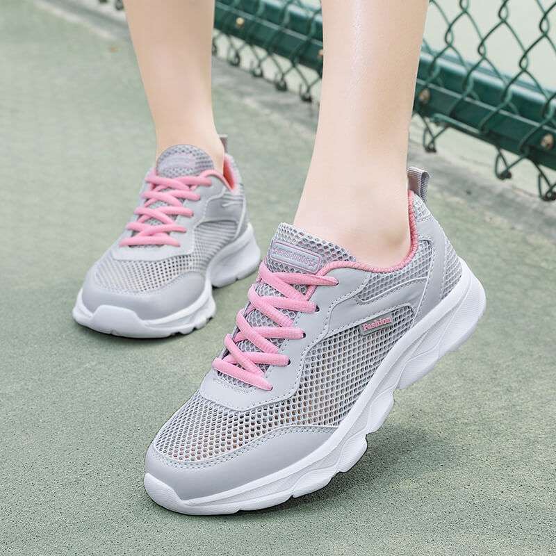 Sommer Hohlmaschen Atmungsaktive Lässige Sportschuhe für Damen Weiß Weiche Sohle Leichte Laufschuhe Einzelne Mesh-Schuhe