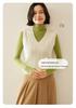Women's V-neck Cashmere Cable Knit Sleeveless Vest Cardigan Sweater