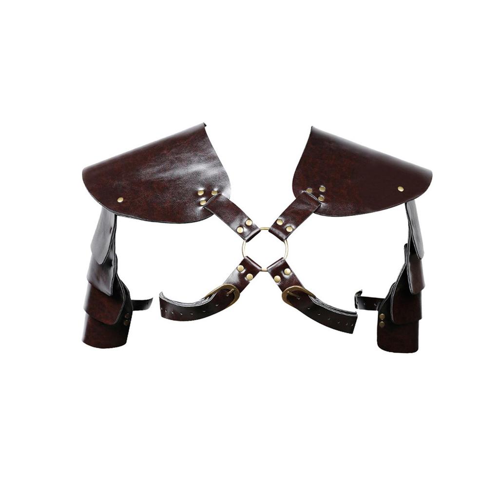 Leather Shoulder Armor Body Chest Harness Outfit Women Cover Cape Medieval