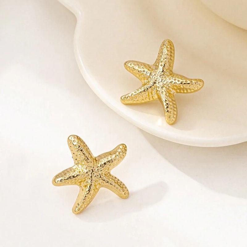 1 Pair Geometric Temperament Casual Starfish Stud Earrings Summer Simple Beach Vacation Earrings Ocean Jewelry Gift