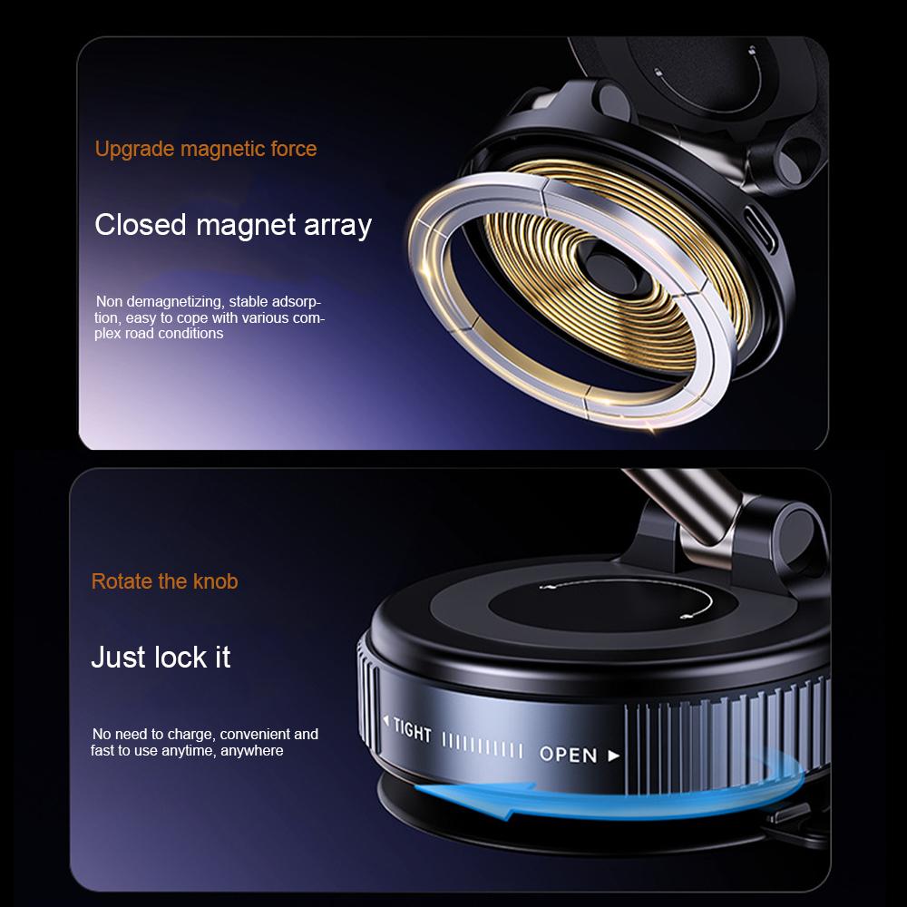 15W Wireless Charger Magnetic Car Phone Holder 360° Rotation Foldable Suction Cup Stand Call Navigation Phone Bracket