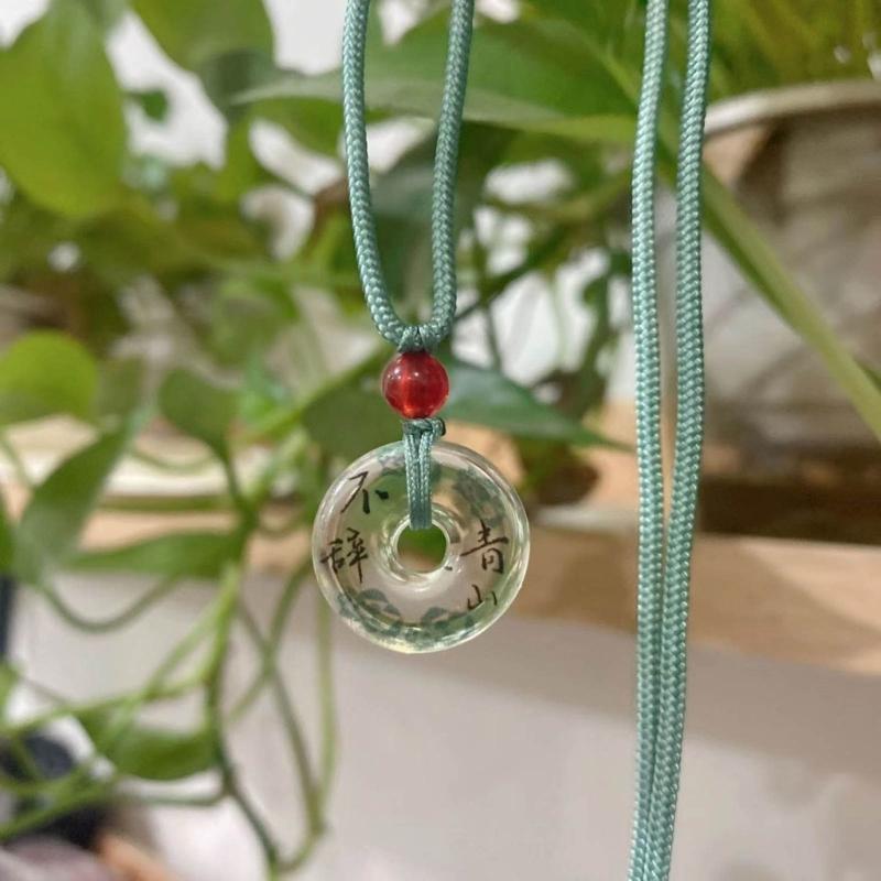 Traditional Chinese Character Good Luck Pendant Necklace Adjustable Rope Peace Buckle Pendant Clavicle Chain Jewelry