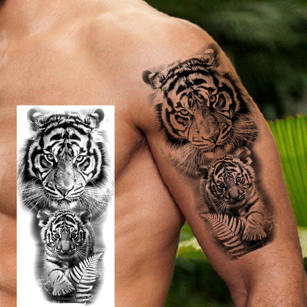 1 Sheet Realistic Lion Owl Tiger Temporary Tattoos Waterproof Long Lasting Fake Tattoo Sticker For Men Women Adults Temp Tatoos