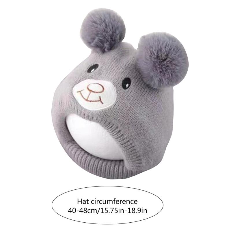 Niedliche Bären Strickmütze für Kleinkinder Jungen Mädchen Warme Beanie Mütze Entzückende Winter Kopfbedeckung Weiche Babymütze Duschgeschenk für Babys