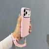 For iPhone 17 Pro Case Soft Microfiber Lining Liquid Silicone+PC Phone Cover with Wrist Strap