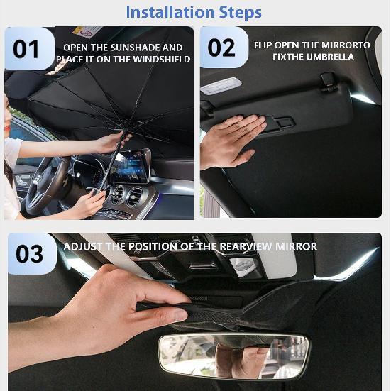 Sedan SUV Car Sun Shade For Windshield UV Rays And Heat Sun Visor Protector, Foldable Windshield Sun Shade Umbrella,Keep Car Cool,Easy To
