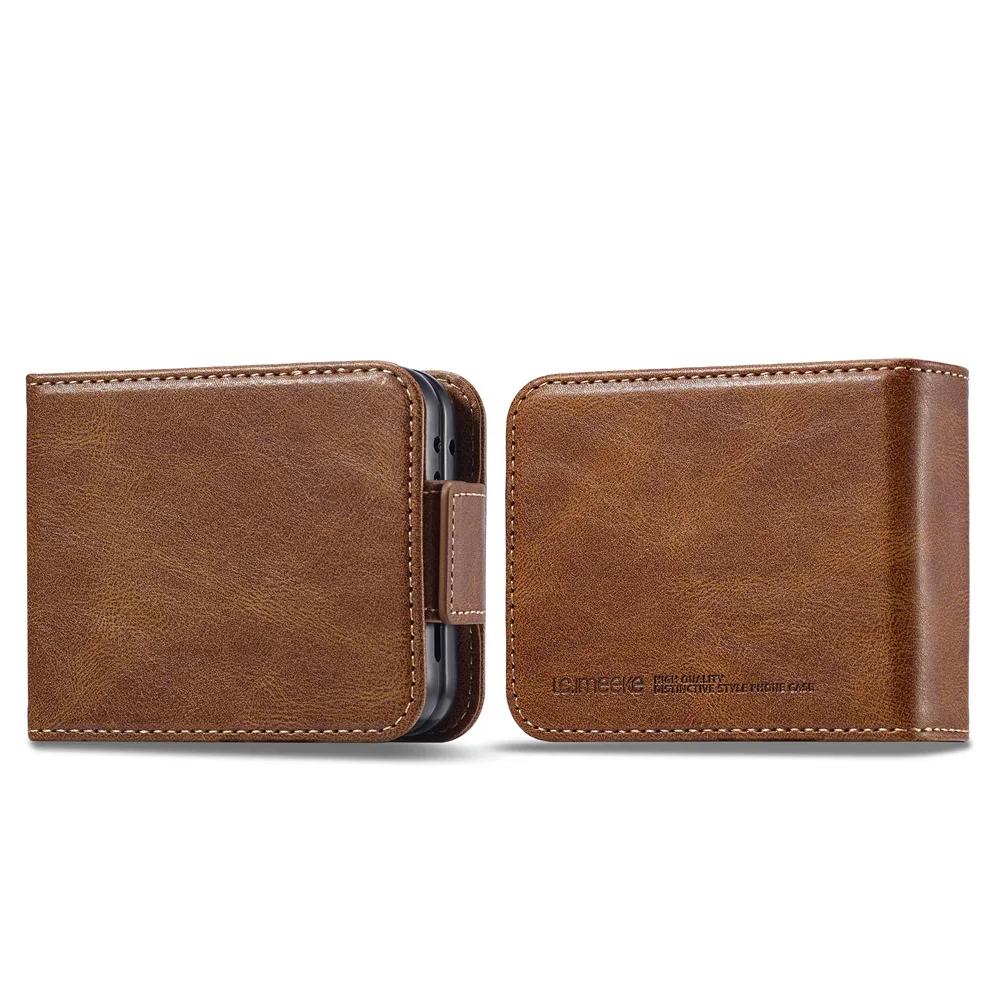 Luxus Leder Wallet Hülle für Samsung Galaxy Z Flip 7 fe 6 5 4 3 Flip7 Flip6 5G Handyhülle mit Kartenhalter RFID-Blockierung