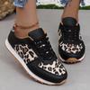 Fashion Leopard Print Women Casual Shoes Autumn Leather Ladies Sports Shoes Lace-up Slip On Fashion 2024 Casual Outdoors Walking Shoes