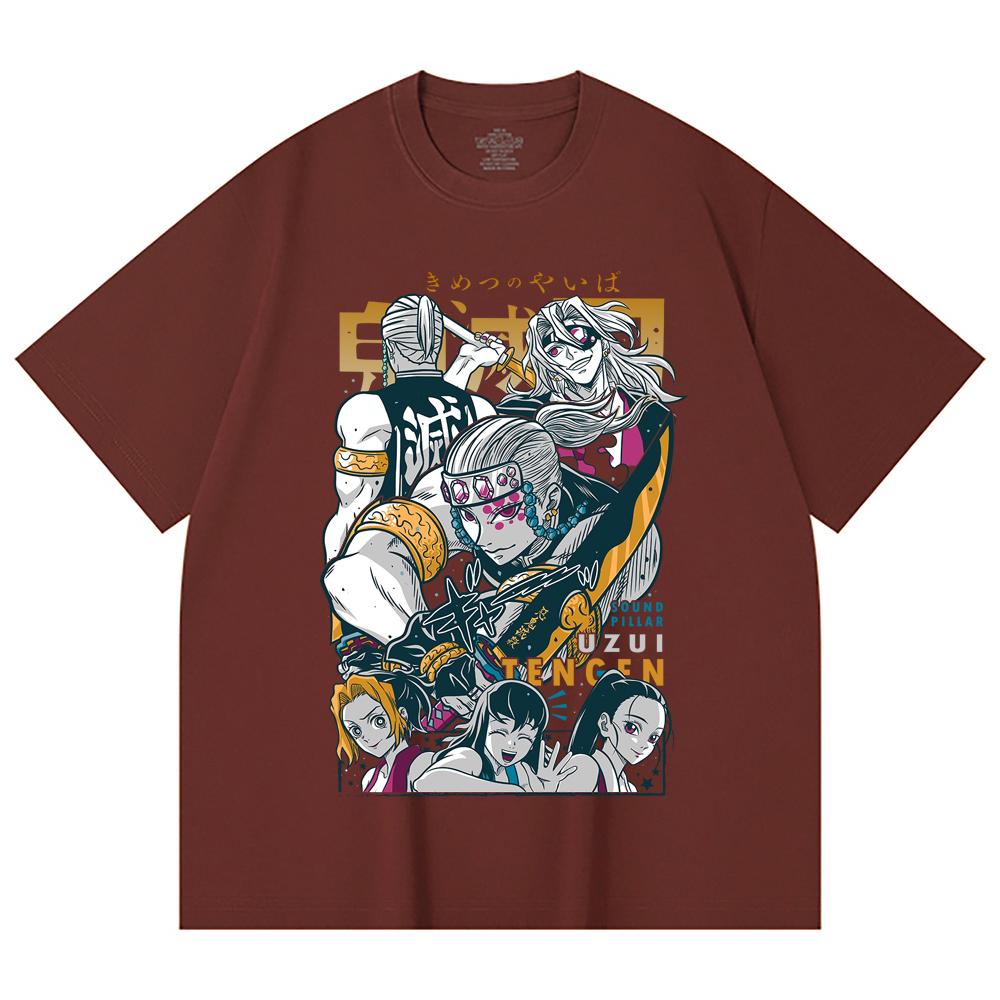 230 Gsm 100% Cotton Demon Slayer V65 Uzui Print Unisex Heavy Cotton T Shirt