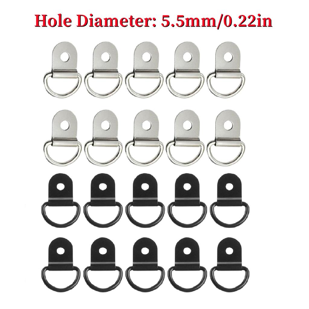 20PCS/10PCS D Shape Tie Down Anchor Rings Iron Stainless Steel Cargo Tie Down Ring for Car Truck Trailers RV Boats