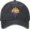 Rainbow Lotus Flower Mandala Baseball Cap Vintage Washed Cotton Adjustable Dad Hat Outdoors