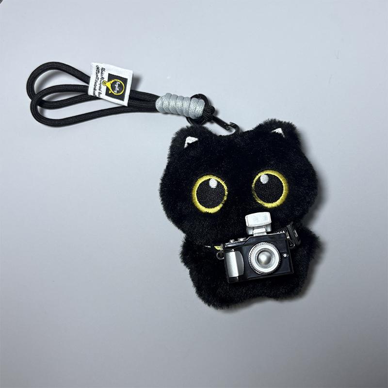 Cute Cartoon Black Cat Keychain Bag Pendant Backpack Hanging Ornaments Lovely Small Cat Doll Animal Car Keyring Kids Gift