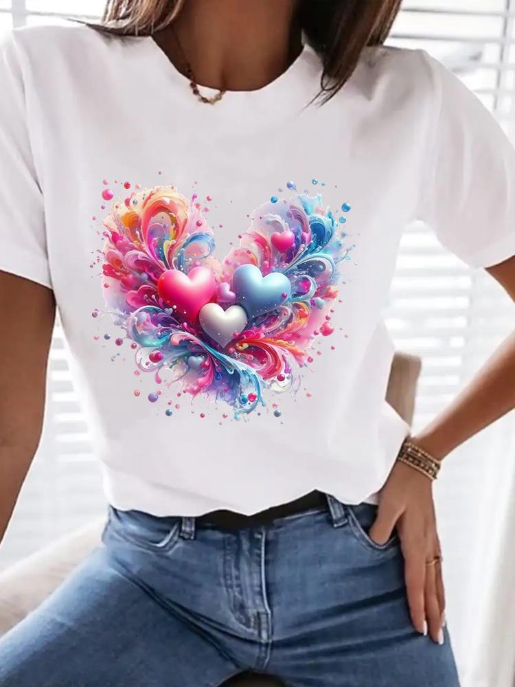 (Asian Size) Clothing T Shirt trend love style 90s Tee Top Women Fashion Female Woman Print  Short Sleeve Graphic T-shirts