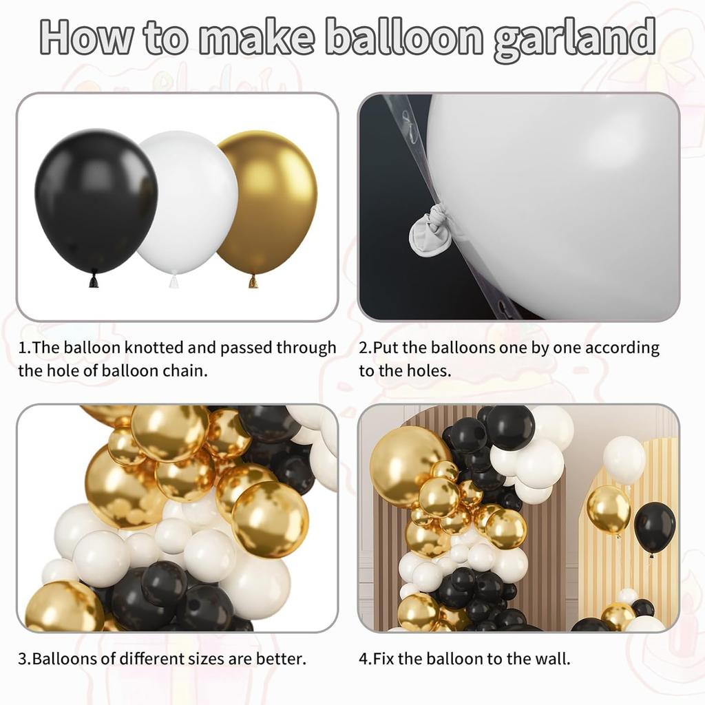99PCS black and gold latex balloon set suitable for birthday parties, weddings, Valentine's Day party decorations