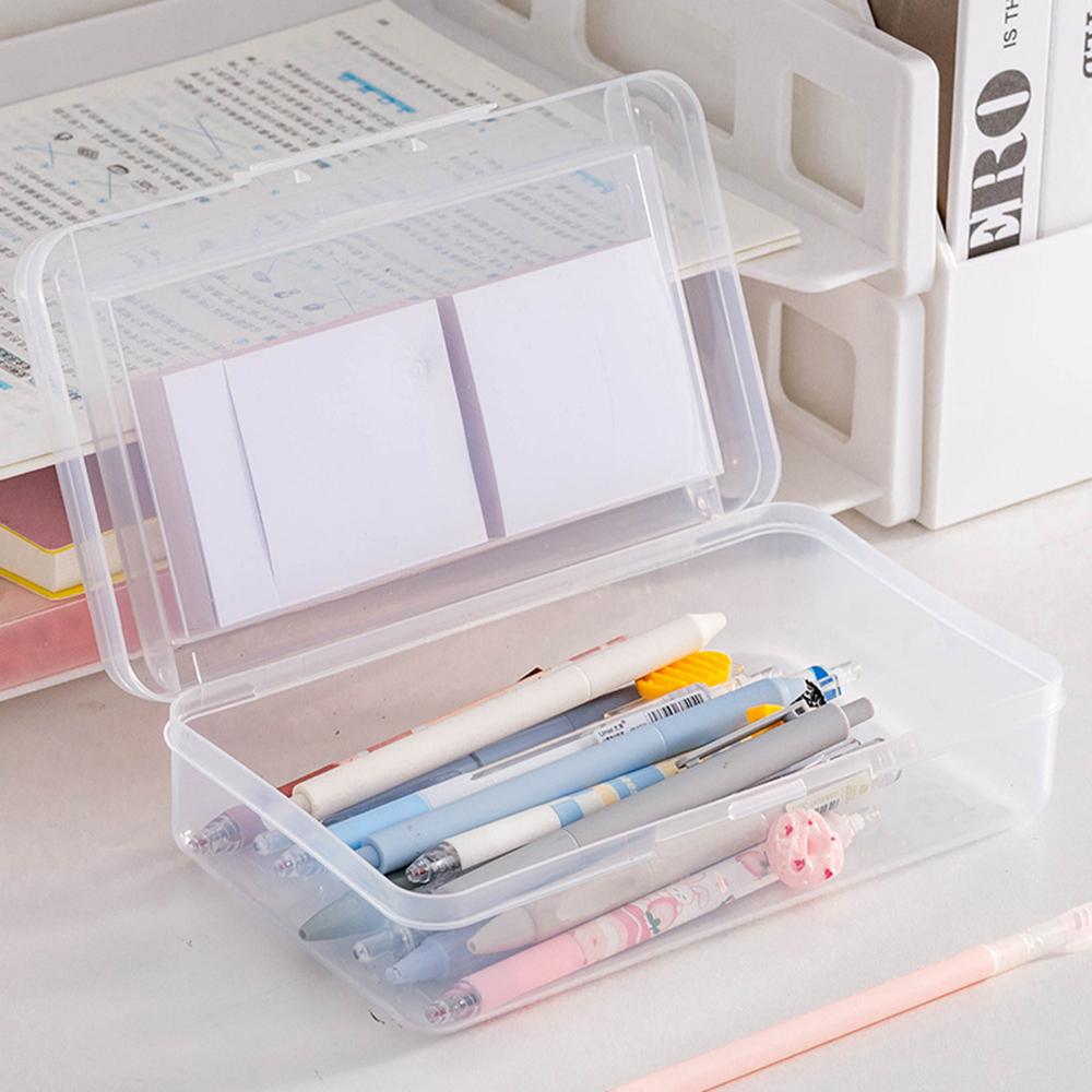 

ZANYANG 1249 Transparent Double Layer Large Pencil Case PP Stationery Organizer Box School Supply Type A