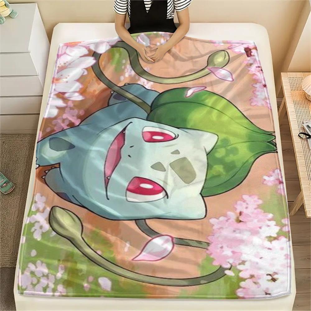 

Bulbasaur Printed Pattern Flannel Blanket for Home Sofa Bed Travel and Picnic.-TING 75x90cm