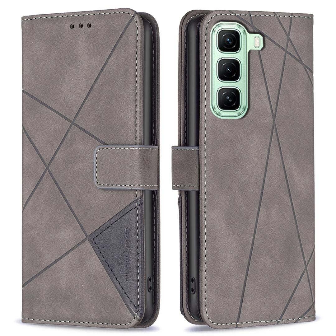 

BINFEN COLOR For Infinix Hot 50 4G Phone Cases Wallet Stand Geometry Imprint Leather Cover F