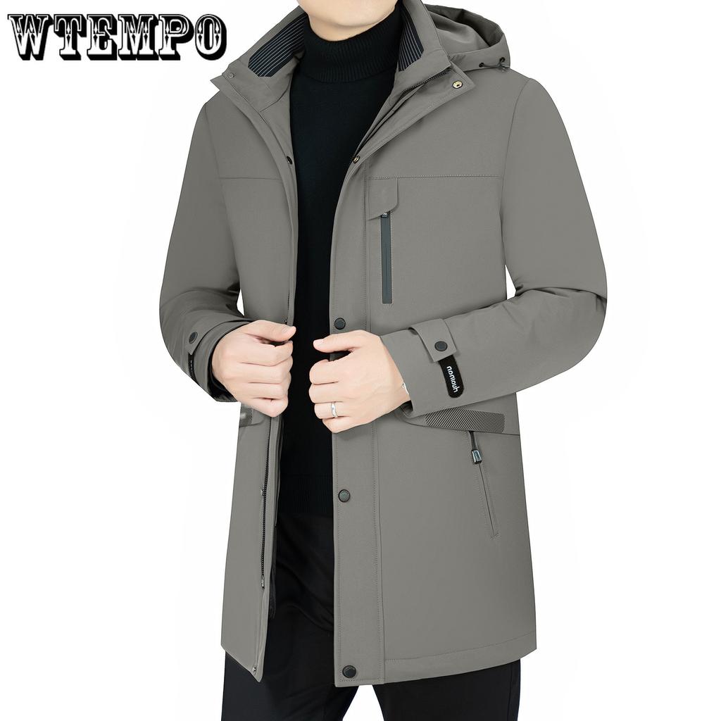 Down Jacket Men's Mid-length Winter Coat Men's Fitted Cotton-padded Jacket with Thick Coat Made of Goose Down