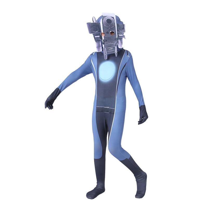 Halloween Skibidi5 Strumpfhose Cosplay Kostüm Einteiler Kinder Cosplay Kostüm Monitor Mann gegen Toilettenmann