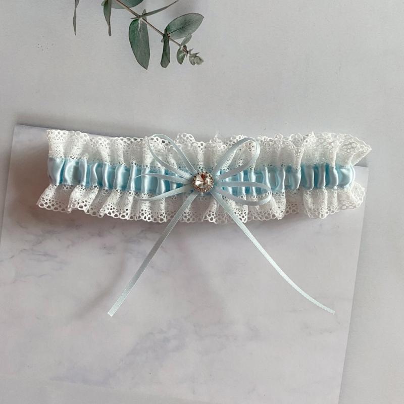 Elegant Lace Trim Wedding Thigh Garter Belt With Faux Pearls Rhinestones Accents And Satins Bows For Bridal Accessories