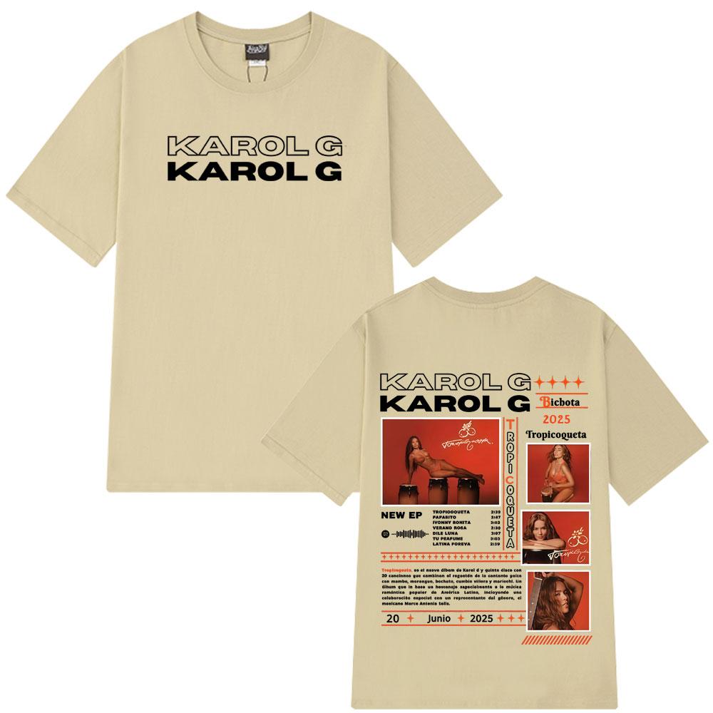 Singer Karol G Tropicoqueta 2026 Album Tshirt Unisexs Women Clothing Fashion Hip Hop Tshirts Summer Cotton Short Sleeve T Shirt