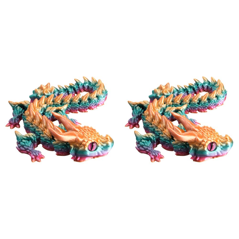 3D Printed Articulated Simulation Dragon Toy Poseable Dragon Ornament (Rainbow)