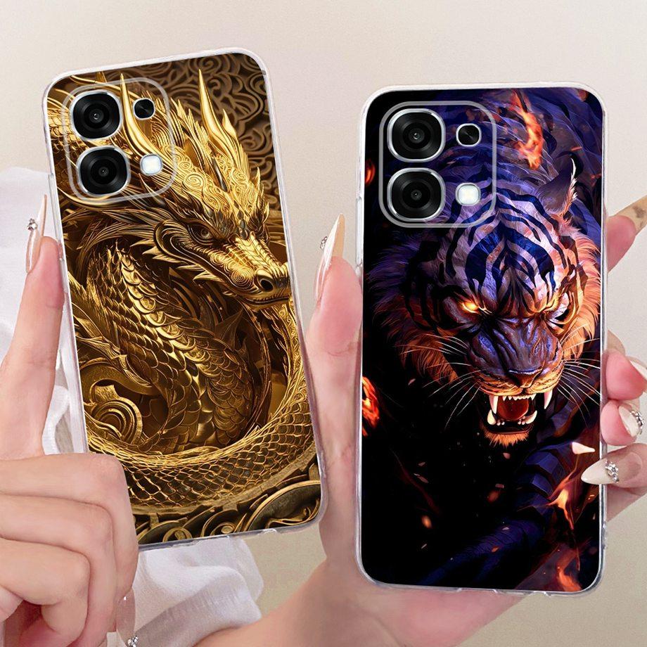 For Oppo A6 Pro 4G 5G OPPOA6 / Oppo F31 Pro Phone Case Soft Clear Silicone Back Cover Butterfly Dragon Fashion Pattern Bumper