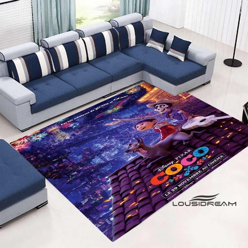 3D Printed Cute Cartoon Coco Floor Mat, Comfortable Flannel, Soft and Thickened, Non-Slip Mat, Suitable for Living Room, Bedroo