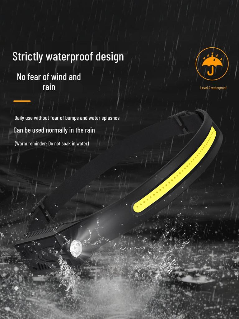 2-Pack Rechargeable Waterproof LED Headlamp with Motion Sensor for Outdoor Activities