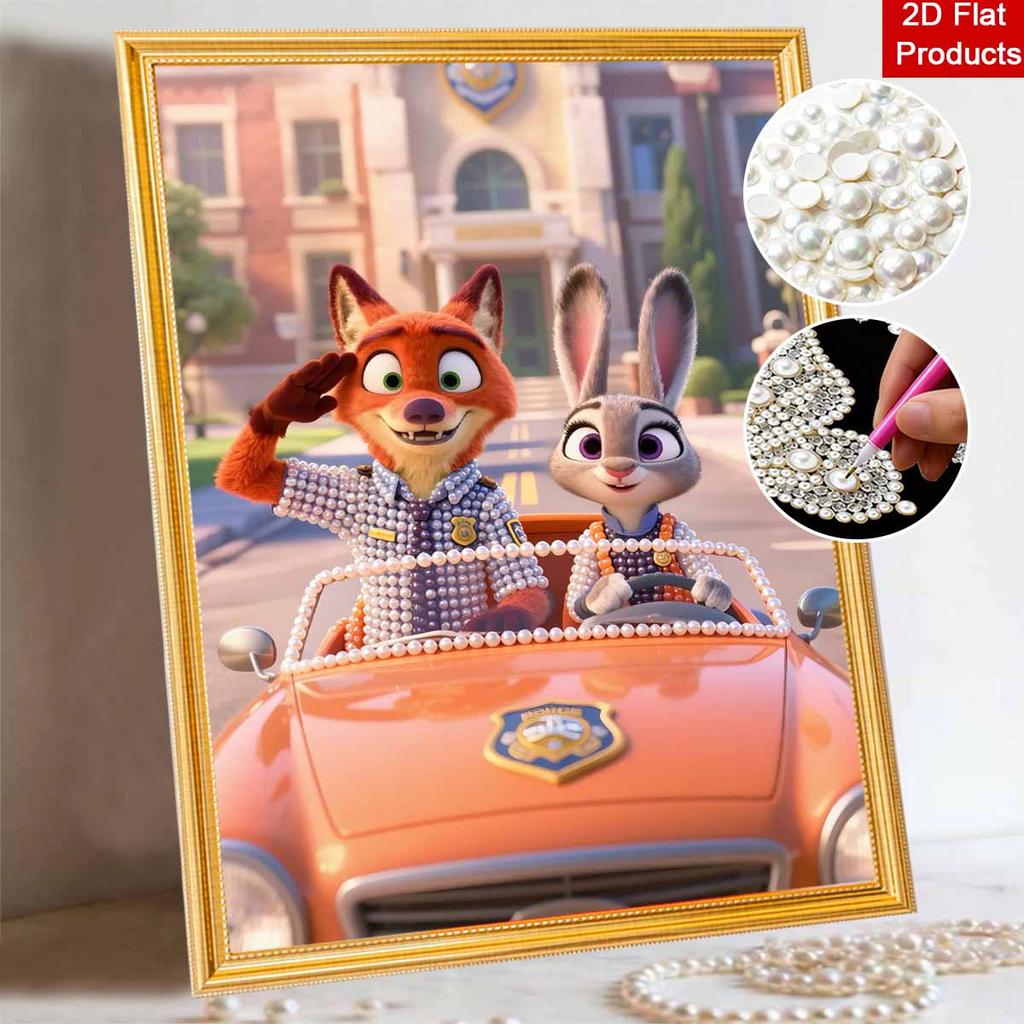 Disney Pearl Art DIY Kit Nick Judy Pearl Gemstone Painting Home Wall Decor Craft