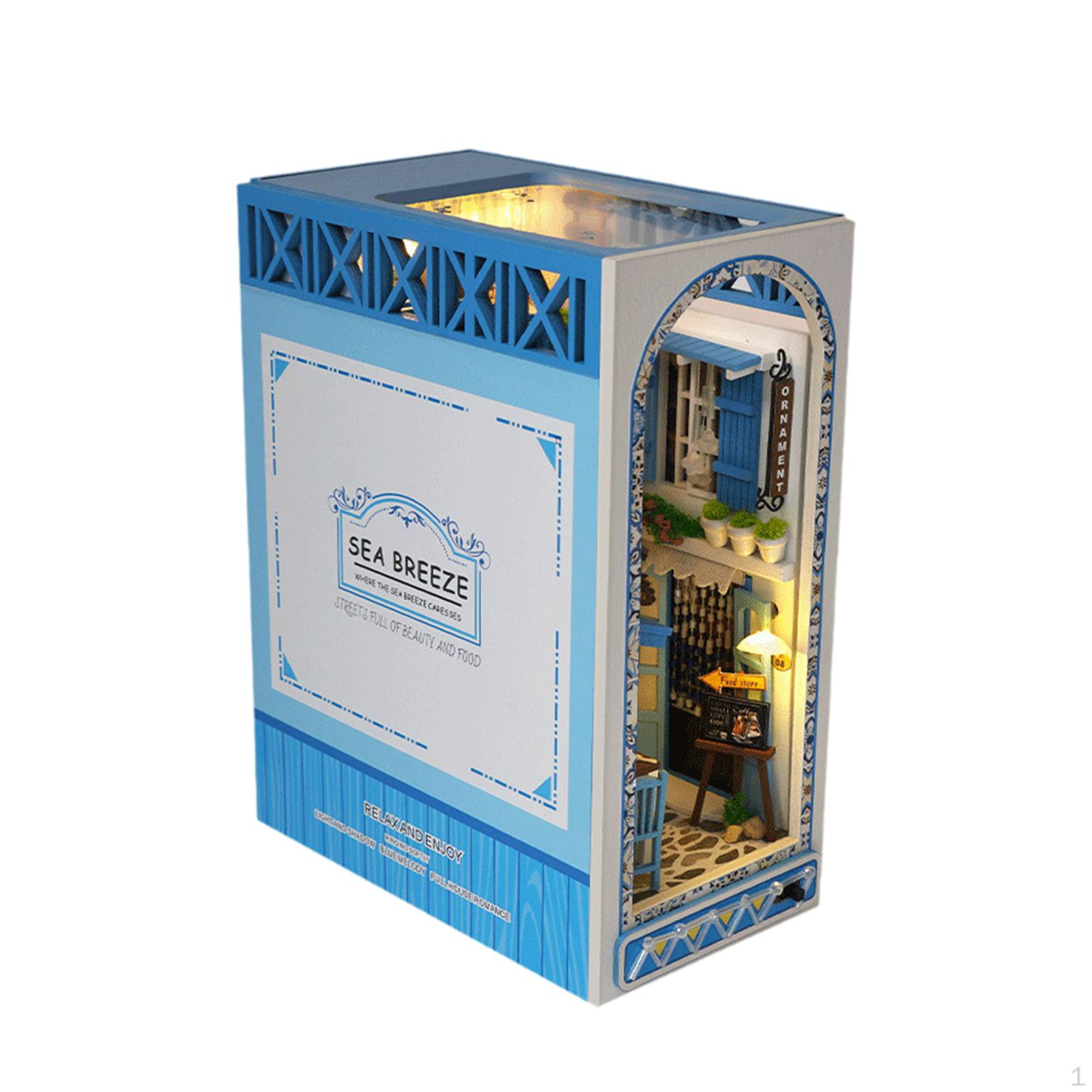 DIY Bookend Kits Wooden Miniature House Artwork Unfinished Handmade Book Kit Bookshelf Insert