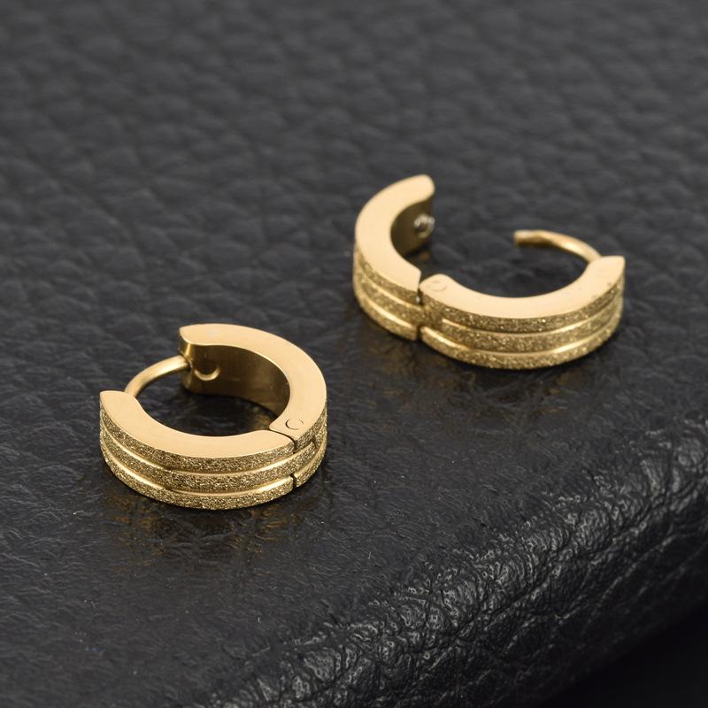 Women's Fashion Titanium Stainless Steel Sandblasted Hoop Earrings