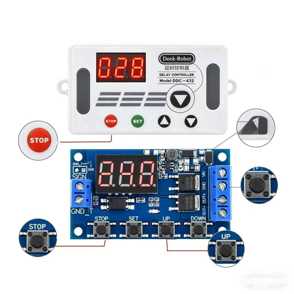 DC 1V-11V Dual MOS Time Delay Relay High Level Trigger LED Digital Display Cycle Time Timer Delay Switch Circuit 11V 11V 1-999