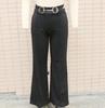 Women's High Waist Straight Leg Pants with Metal Buckle - New Solid Color Fashion Arrivals