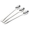 Long Handle Stainless Steel Tea Coffee Spoon Cocktail Ice Cream Soup Spoons Cutlery