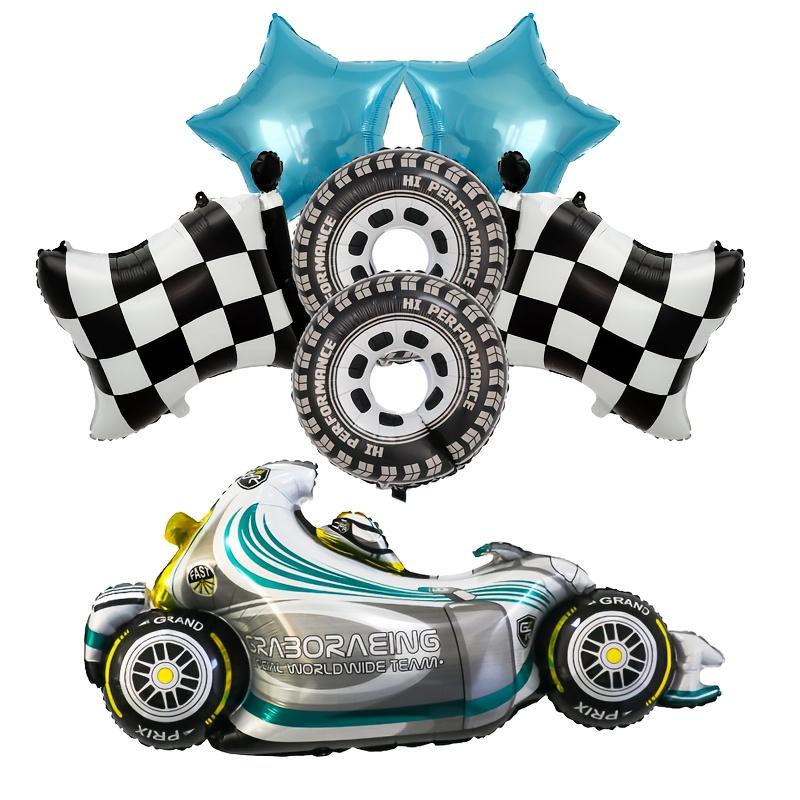 7pcs Racing Car Balloon Motorcycle Tire Wheel Balloons Black White Checkered Race Car Theme Kids Birthday Party Decorations Gift