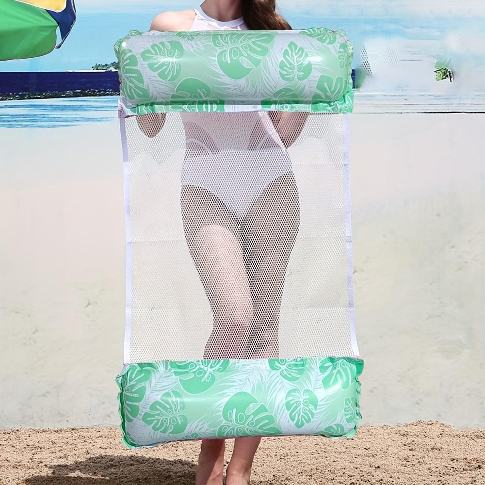 

Роскошный толстый ПВХ лист узор надувной гамак - взрослый водный шезлонг с сетчатым дном для вечеринок у бассейна и фестивалей A зелёный