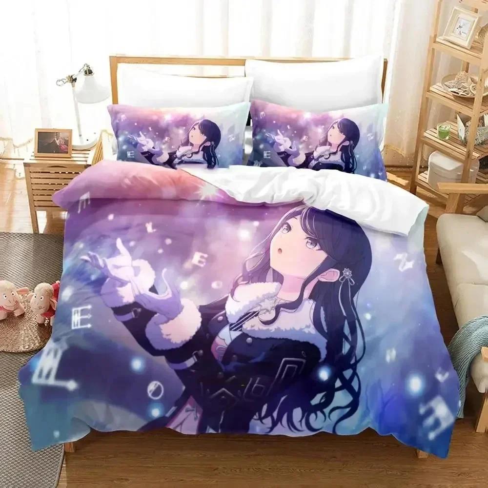 Comforter Anime Hoshino Ichika Project Sekai Bedding Set Printed Bed Set With Soft Queen King Size Bedclothes Home