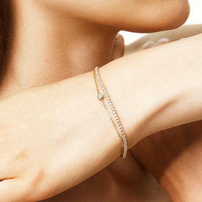 14k Diamond Essential Bezel Bracelet (14k Gold) #LCB03