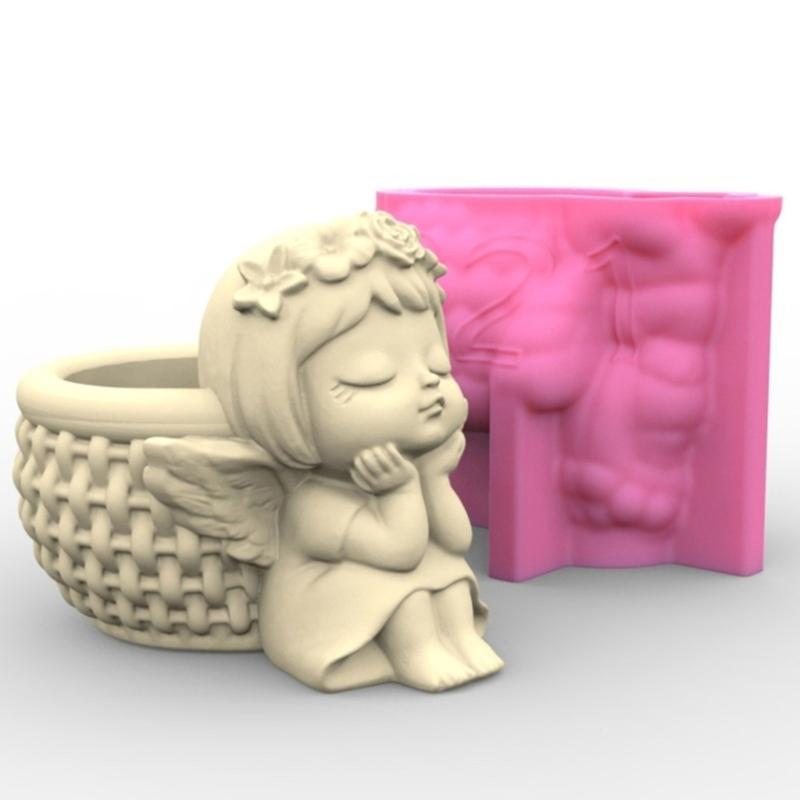 4 Pack Planter Mold Flowerpots Molds Girl Shaped Silicone Concrete Mould Hand-Making Supplies for DIY Flowerpot Crafting