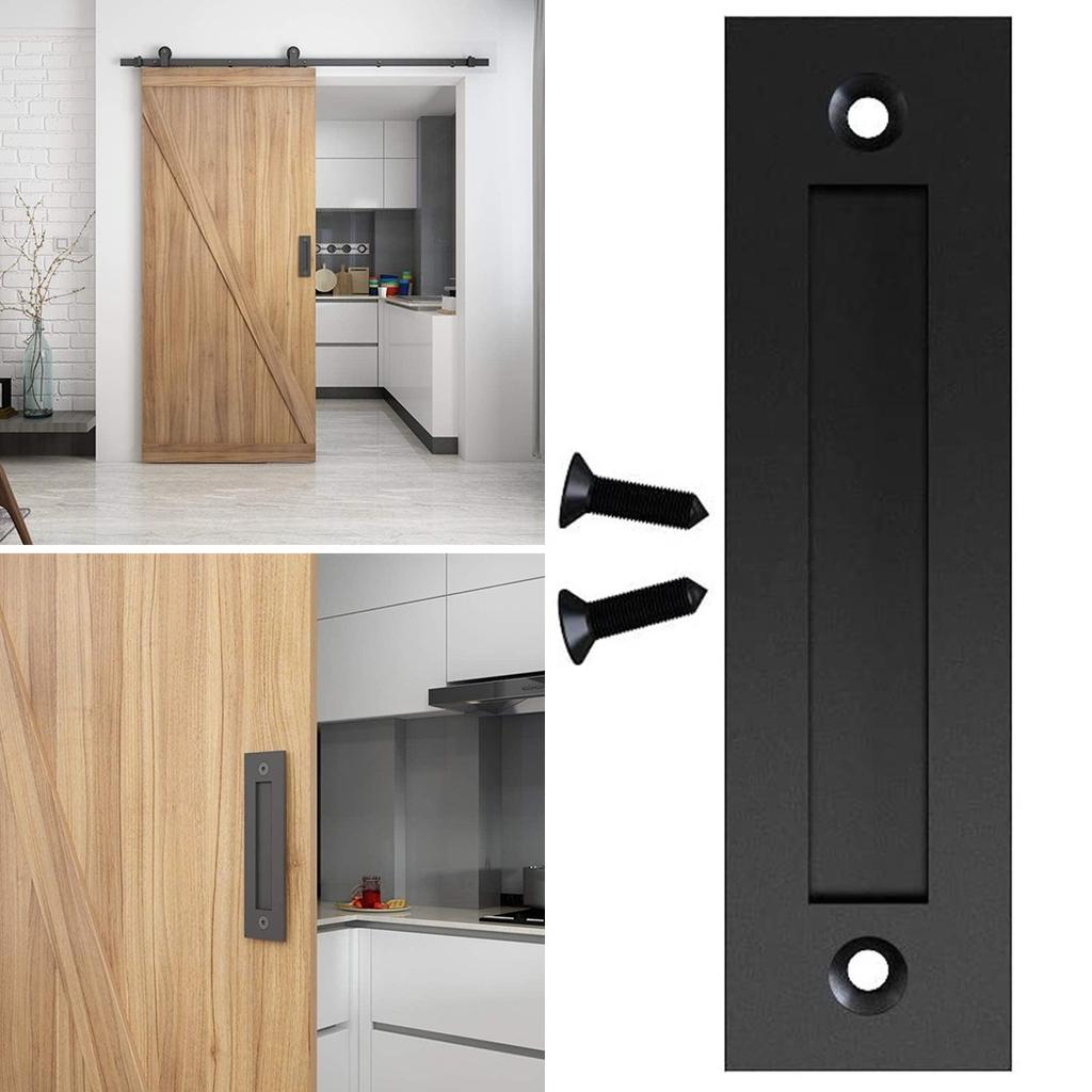 8-3/5\'\'Flat Black Flush Sliding Barn Door Finger Pull Handle Hardware
