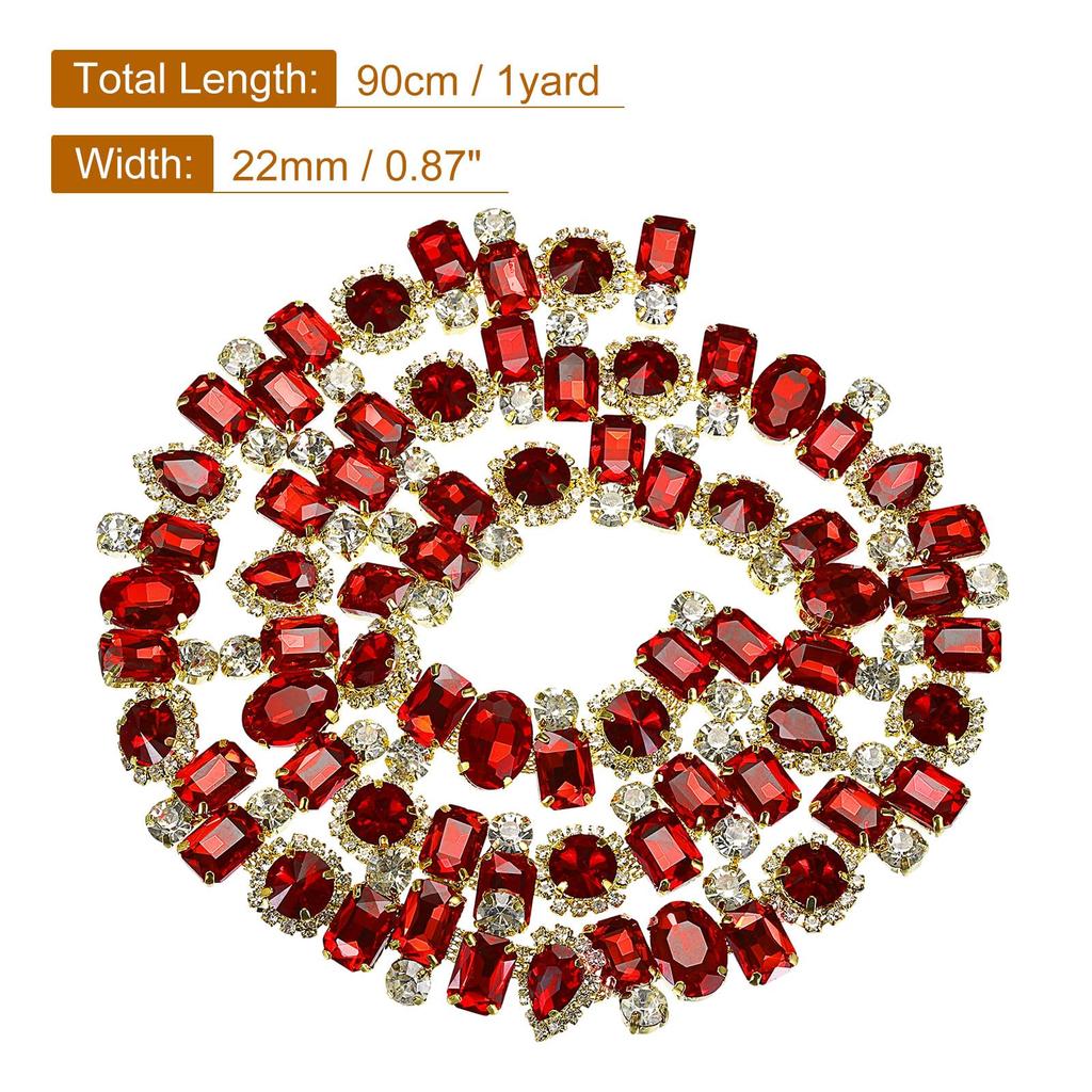 Uxcell Strass-Krallenkette, 91,4 cm breit, Blumen-Diamant-Kristallkordel, Zierkette für Halsketten, Bänder, Stoffzubehör, Goldrot, 2,2 cm +